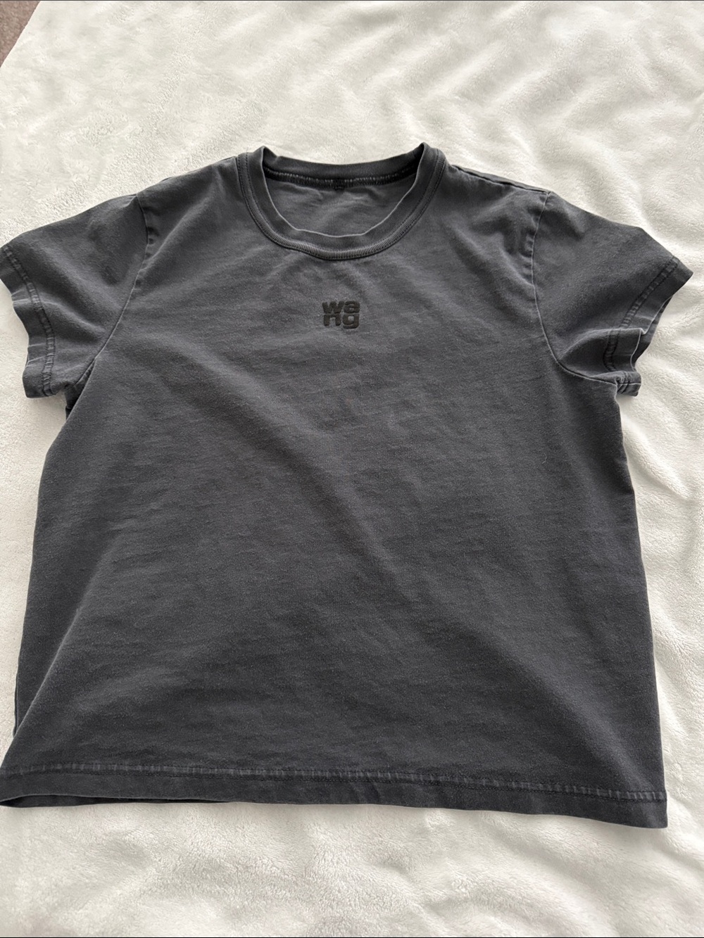 Alexander Wang Charcoal Black Logo Short Sleeve Tee